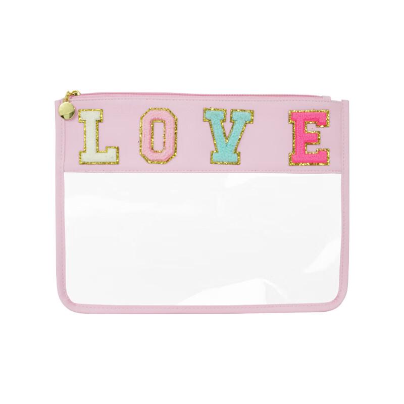 Transparent Letter Sticker Cosmetic Pouch