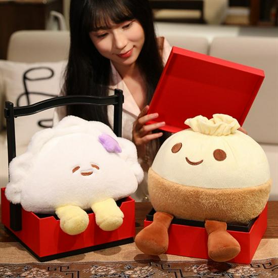 Cute Dumpling Plush Toy Cushion - Jiaozi Doll for Girls