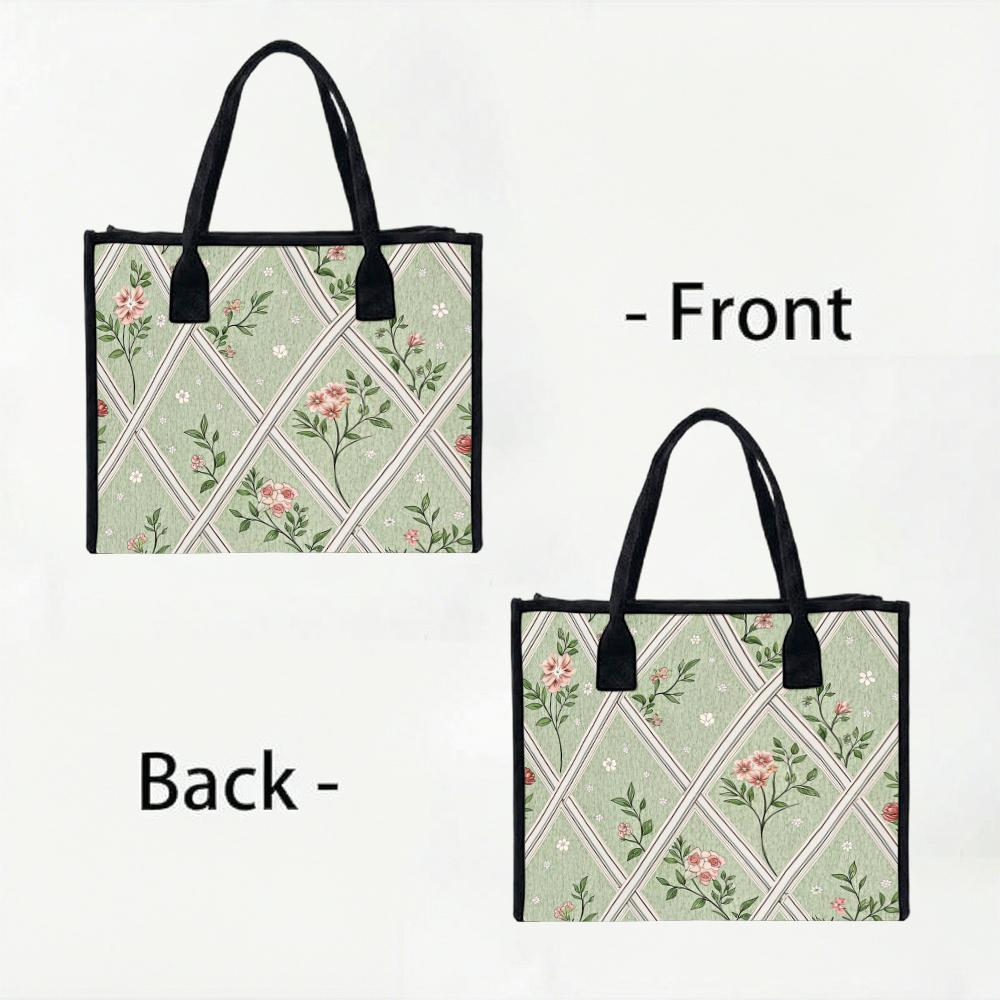 Elegant Floral Printed Tote Bag for Daily Casual Shopping Commute Use