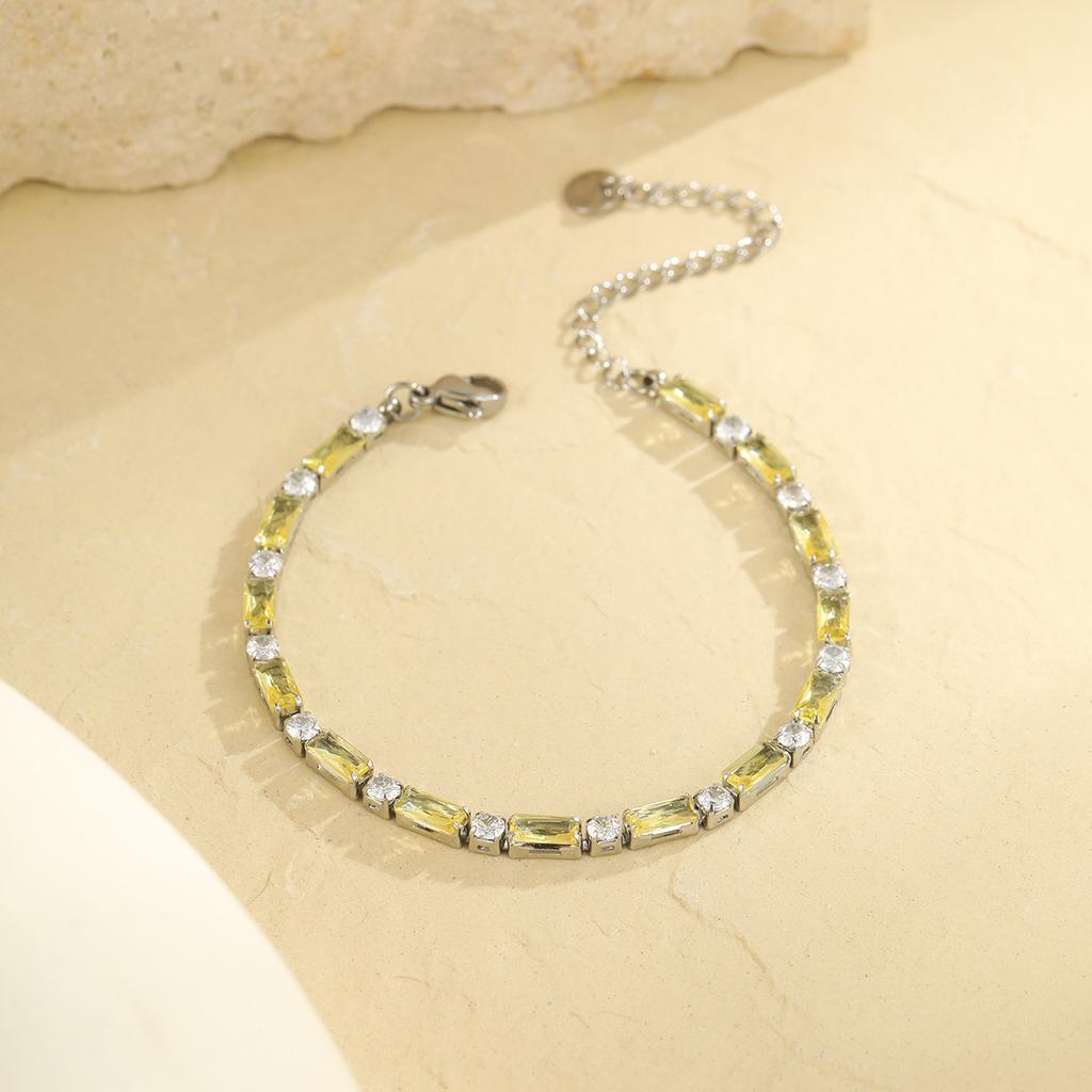 GEMCHIC Women's Stainless Steel Colorful Zircon Bracelet Fashion Luxury Versatile Jewelry for Everyday