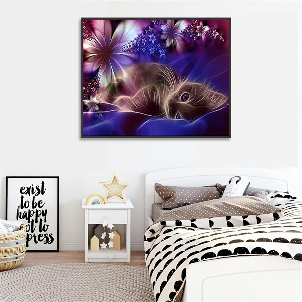 5D gjør-det-selv diamantmaleri svart kattunge korsstingsett full diamantbroderi mosaikkkunst Bilde av rhinestones dekorgave