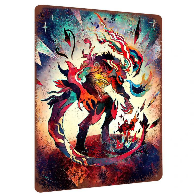 

Abstract Flame Monster Metal Iron Painting Living Room Bedroom Wall Decor Home Art Hanging Ornament 7.9x11.8In(20x30cm)