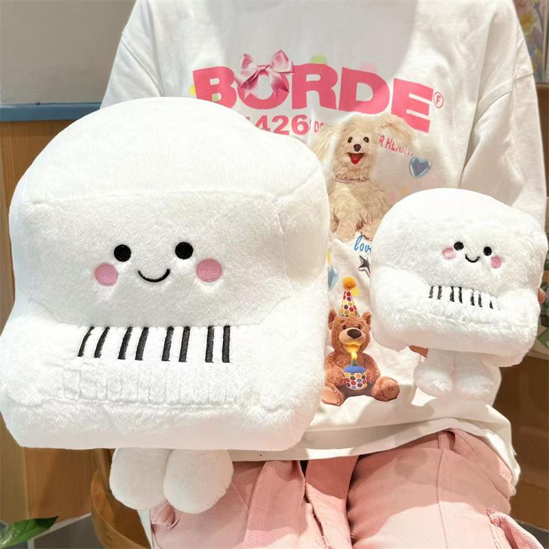 Cartoon Simulation White Piano Doll Pillow Musical Instrument Plush Toy Doll Shooting Props Decorative Ornaments Dolls