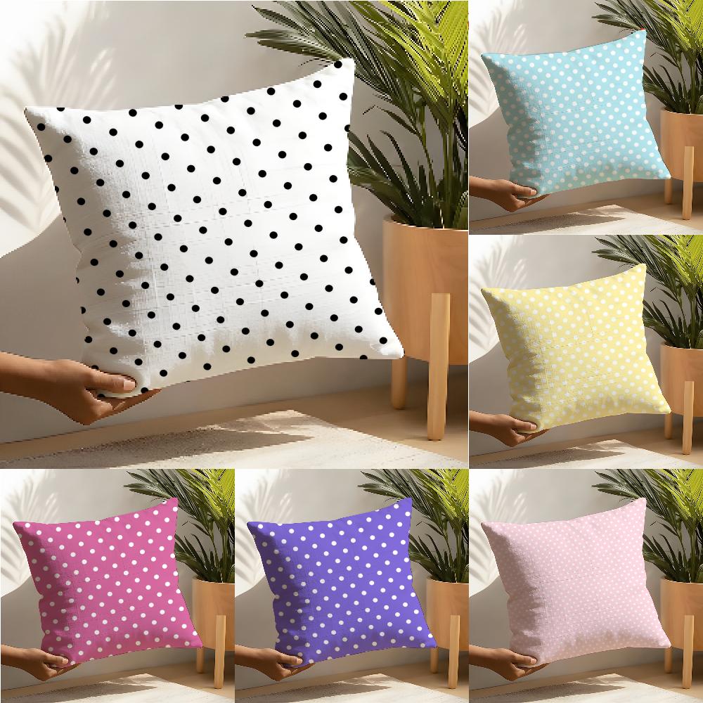 Klassische Retro-Punkte Kissenbezug Leinenkissenbezug Sofa Heimdeko Kissenbezug Kissenhülle