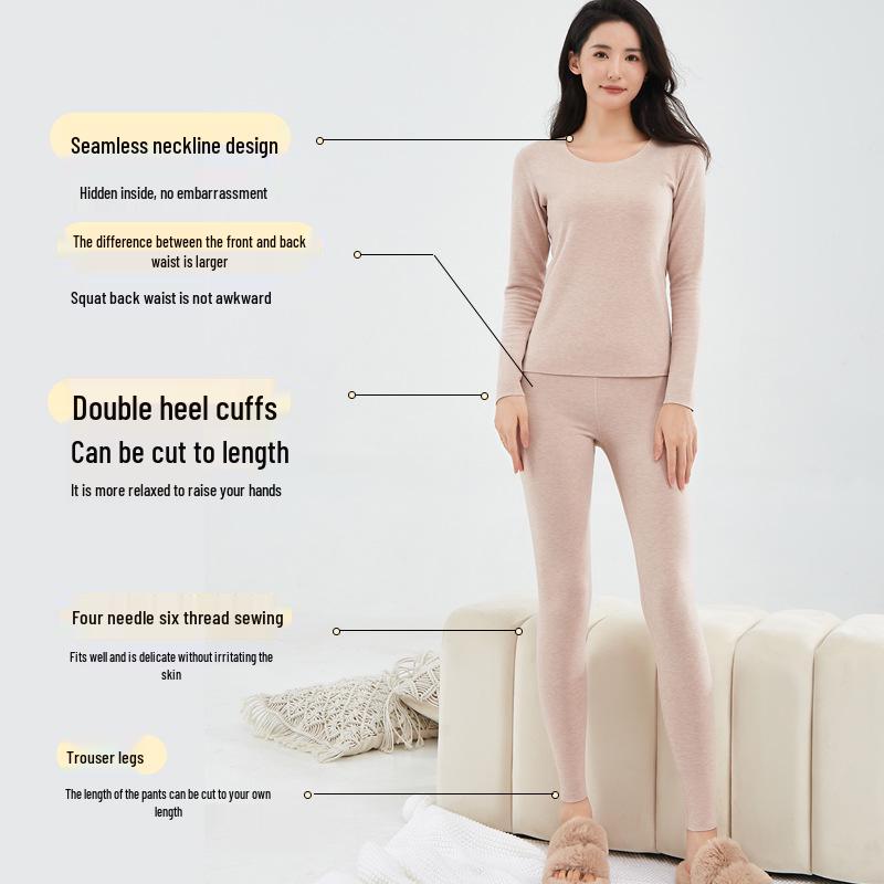 Női kasmírkeverék hőtermelő kerek nyakú termál szett: Antisztatikus, Bőrbarát, Őszi/Téli Alsónemű