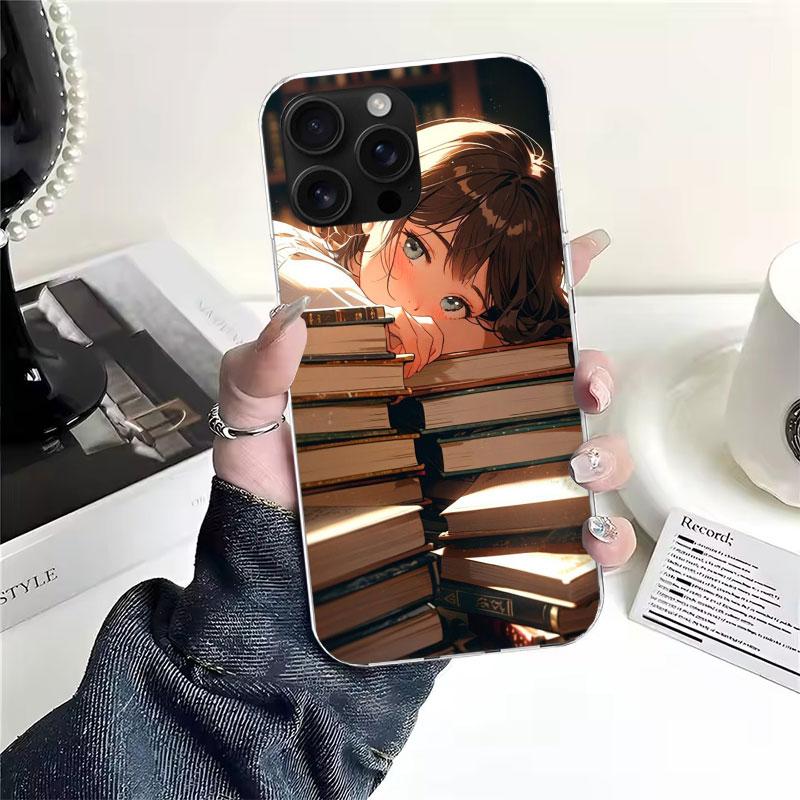 Lies Bücher Illustration Lesen Weiche Handyhülle Für IPhone 11 17 Air 16E 16 Pro Max 15 + 14 Plus 13 Mini 12 Apple 7 SE 8 Fundas