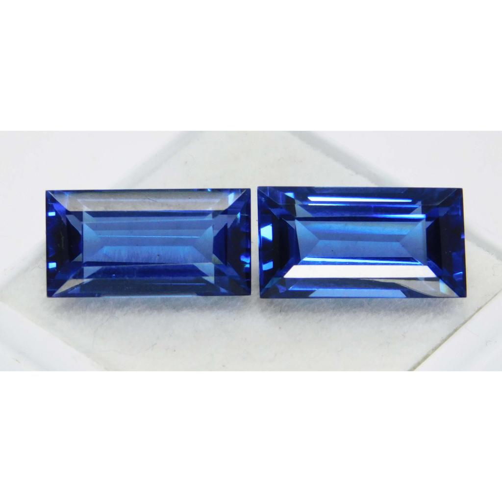 Emerald Shape 18 Carat NATURAL Blue Sapphire CERTIFIED Loose Gemstone Pair A-1652