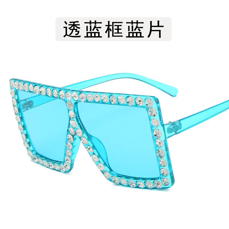 Décoration Strass Lunettes de Soleil Femmes Forme Carrée Lunettes de Soleil Cool et Élégantes Féminines Style Européen Américain Lunettes de Soleil pour Femme