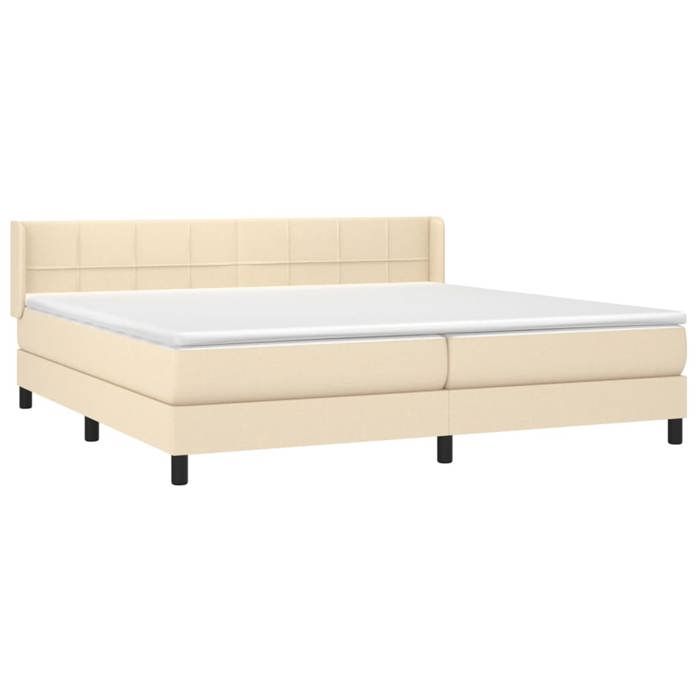 3129742 vidaXL Lit à sommier tapissier avec matelas Crème 200x200 cm Tissu