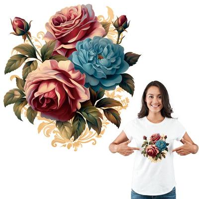Blumen-Cartoon-Aufkleber auf der Kleidung, Thermopresse, neue Wärmeübertragung, DIY-Kleidungsstück, waschbarer Blumenaufkleber-Aufnäher