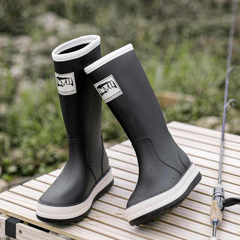 Comemore Outdoor Women's Rain Shoes Mid-calf Fishing Non-slip Waterproof Shoe Couple Work rainboots Rubber Warm Boots 44