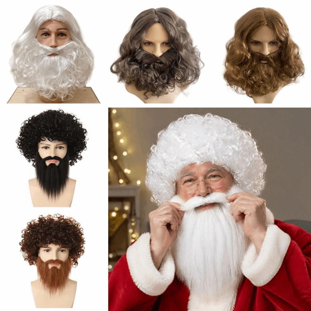 2pcs Natural Curls Curly Hair and Thick Long Beard Realistic Wizard Cosplay Set Role-Playing