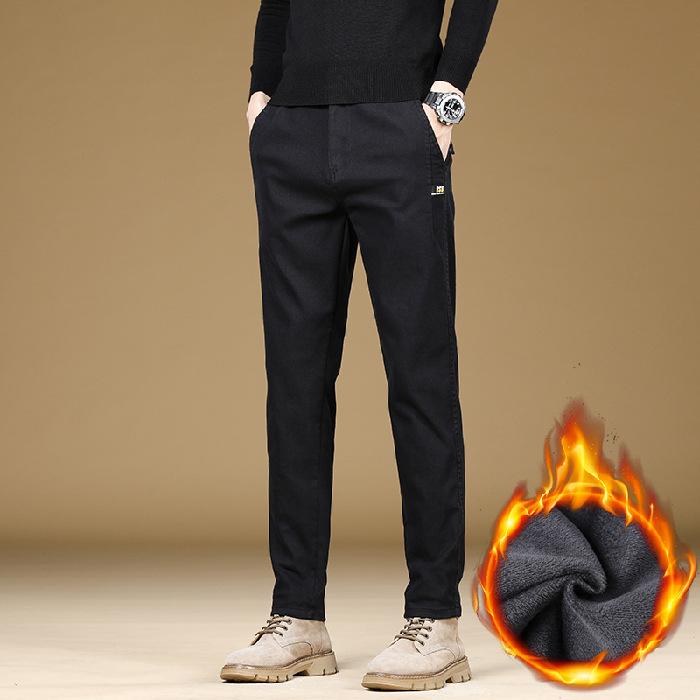 Spring And Autumn Winter Plush Thickened/Regular Casual Pants For Men'S Trendy Fashion Versatile Small Straight Tube Large Men'S Pants