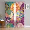 Motivo Giapponese Arte Floreale Tende da Finestra Soggiorno Tende in Tulle Decorazione Cucina Tenda Camera Bambini Trattamento Finestra