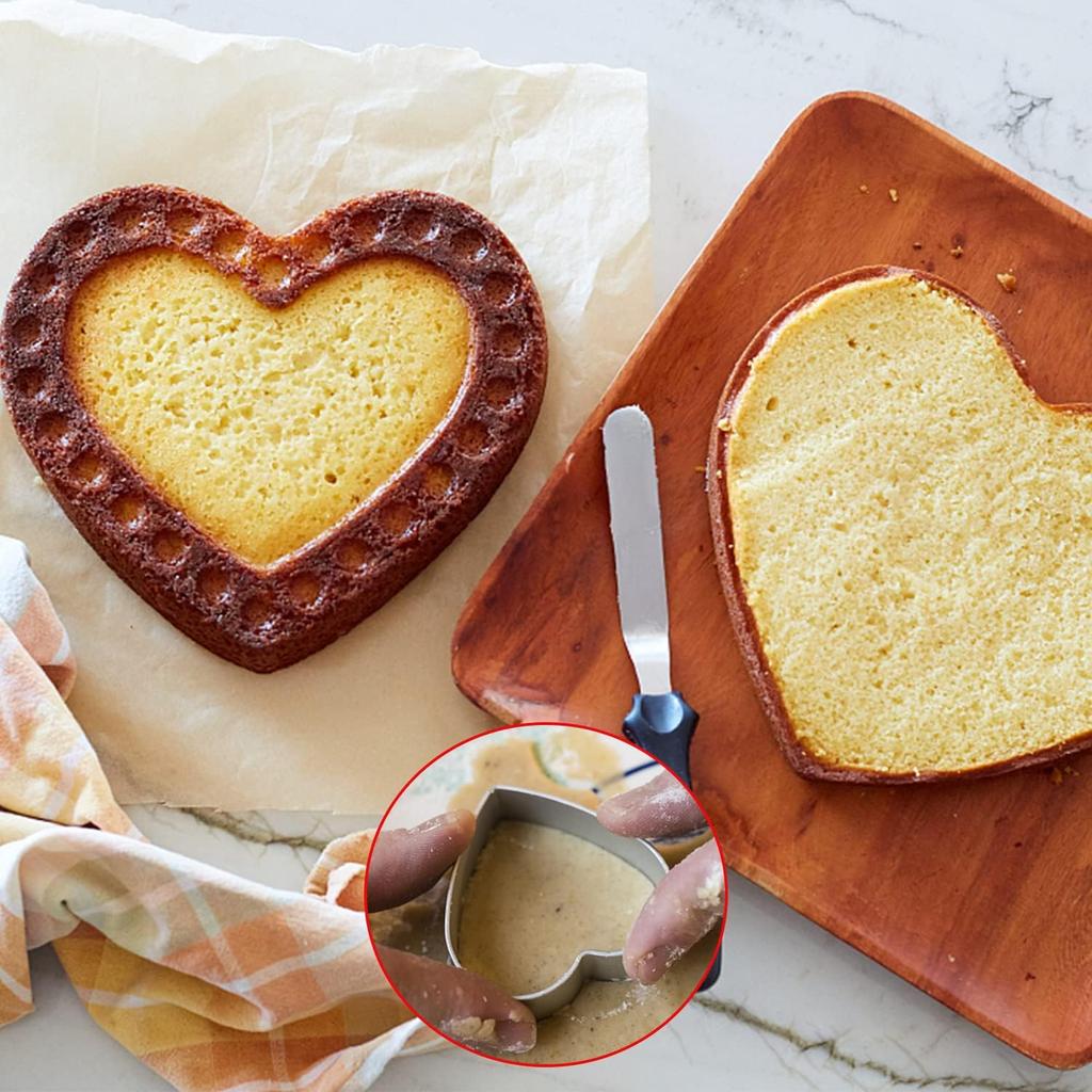 3PCS Heart Cookie Cutter Set, 4" 6" 8" Stainless Steel Sandwiches Cutter DIY Heart Cake Cutter Cake Molds Ring Set Mousse Mold Biscuit Cutter