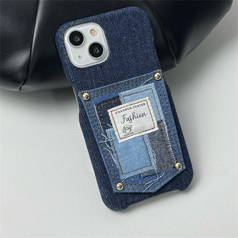 Ins koreanische süße Stern bestickt Denim Handytasche für Iphone 14 13 12 11 Pro Max stilvolle Karte Slot Halter stoßfeste Soft Cover