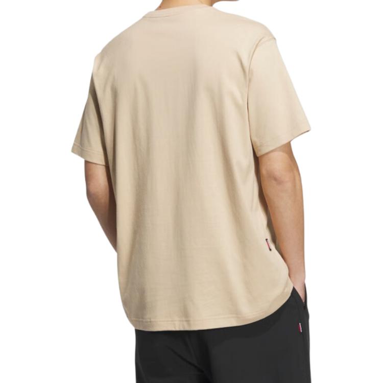 Men's Adidas T Shirts Men's Khaki Crew Neck Moderate Straight Fit