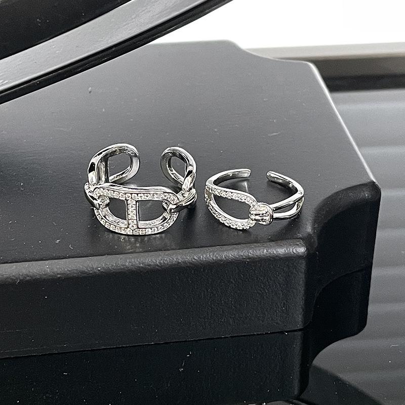 Niche Pig Nose Knot Design Ring Cold Wind Advanced Diamond Zir*****Pening Personality Light Luxury Fashion