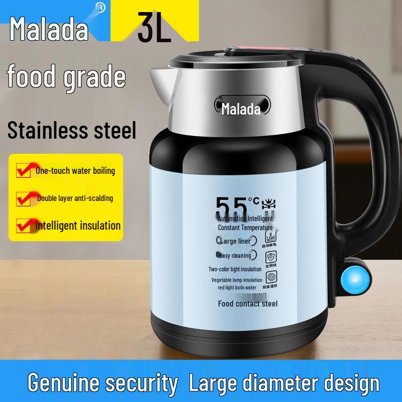 

Wanlida Electric Hot Water Kettle, Durable Large Capacity, Stainless Steel, Auto Power-off, Keep Warm Feature - Ideal Gift for Home Use.
