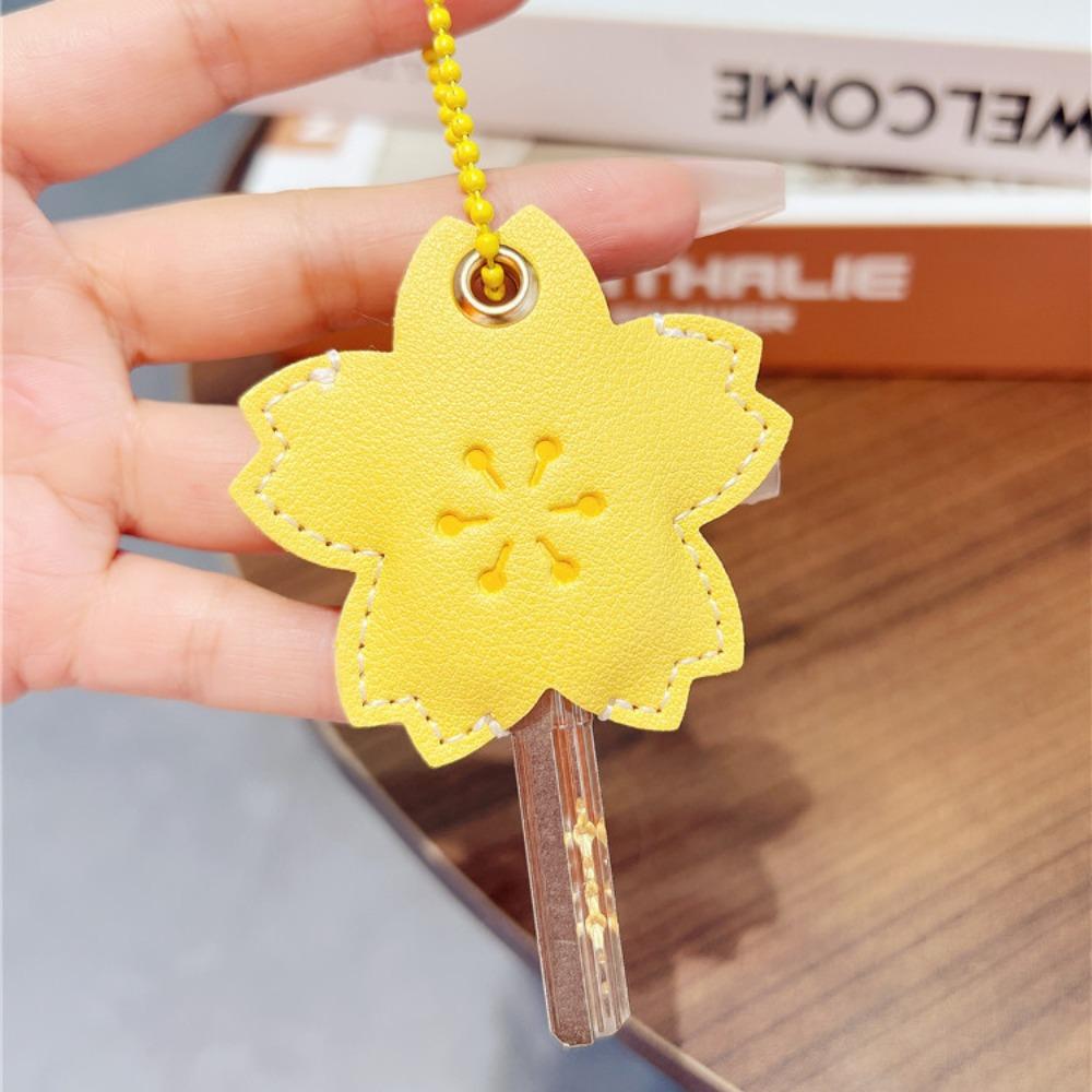 Flower Cartoon Mini Key Case PU Leather Protective Case Durable Key Cover Cap