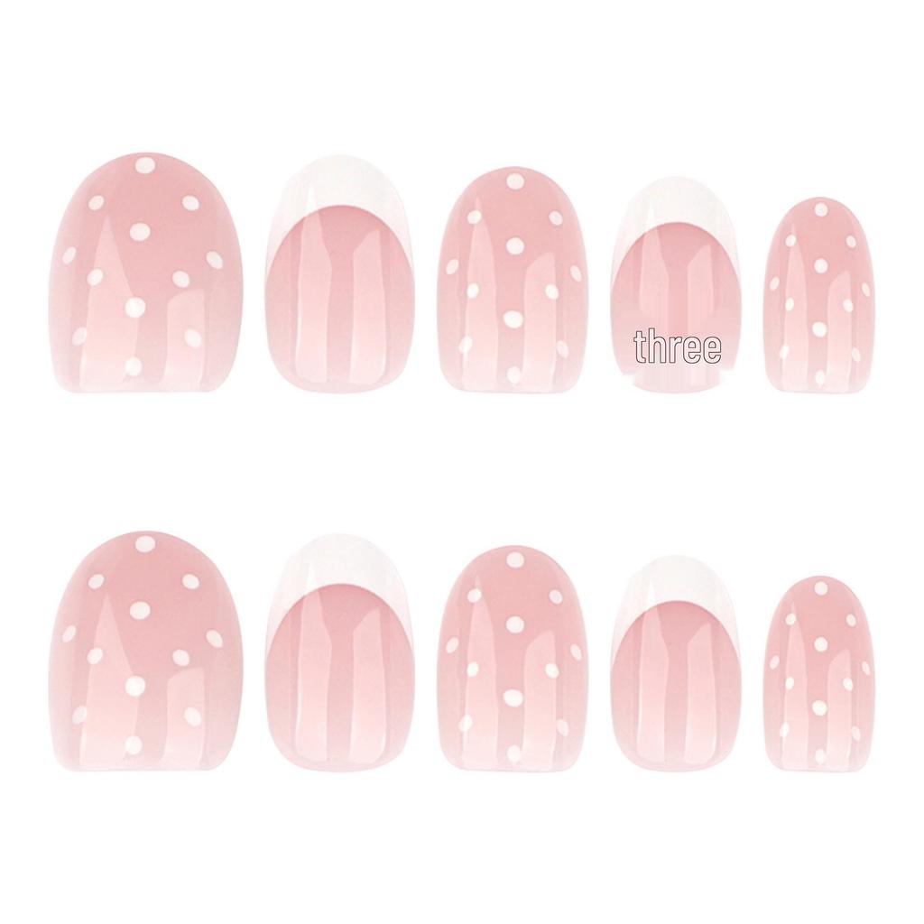 Le Fan Meijia 3D French Wearable Short Almond Flower False Nails