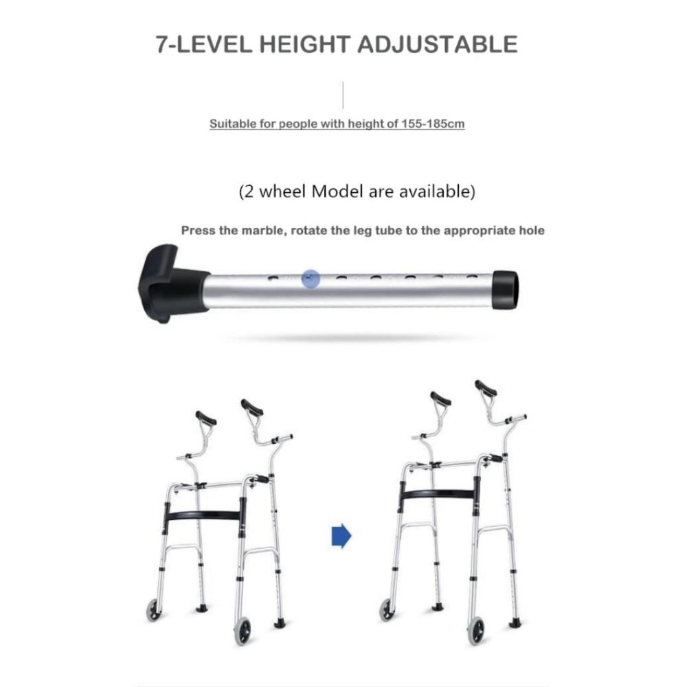 Achselkrücken Gehhilfe Rollator für Behinderte Standrahmen aus Aluminiumlegierung Gehhilfe Walker Gehhilfe für die Rehabilitation älterer Menschen