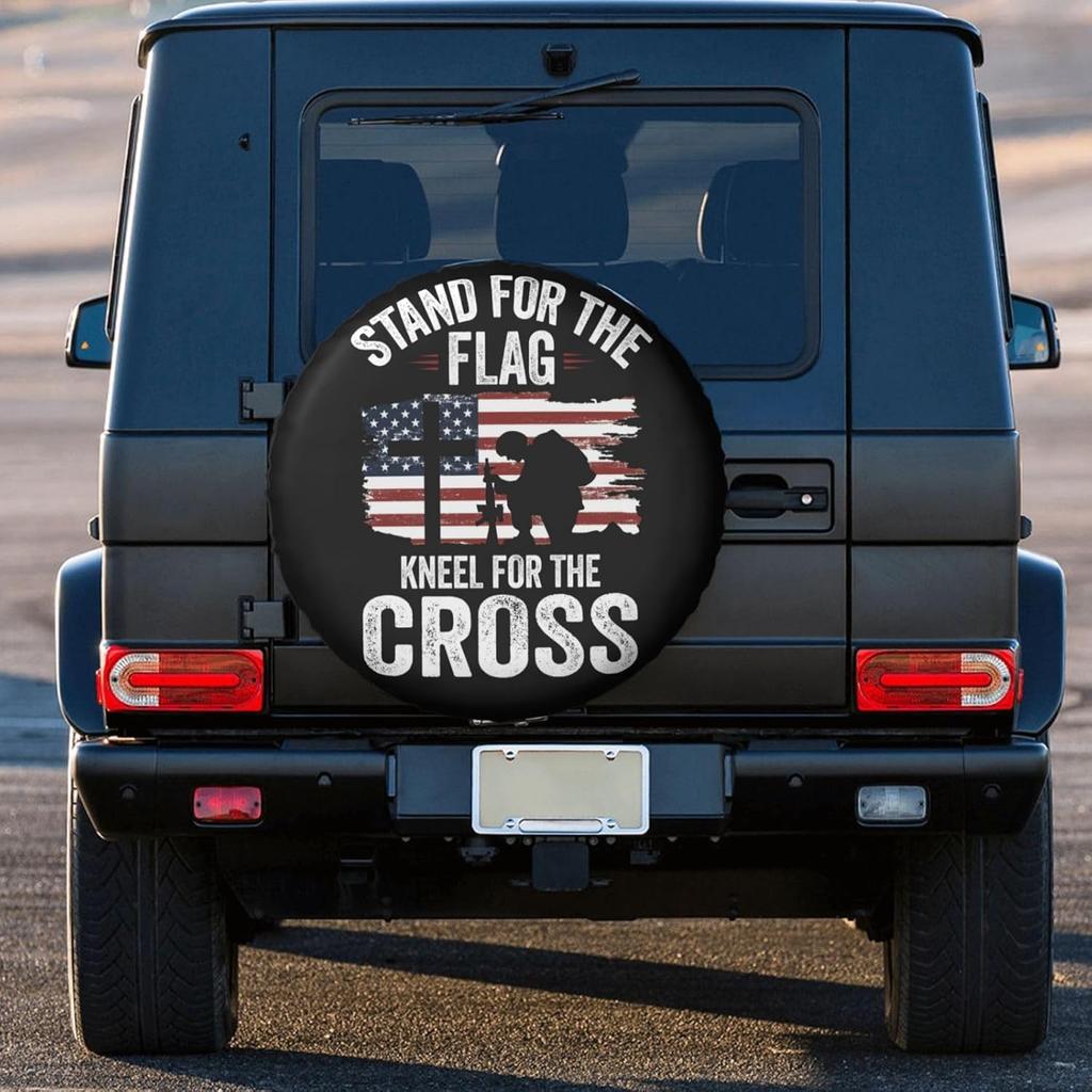 Spare Tire Cover Weatherproof Sun Protection Wheel Tire Cover Universal Fit Trailers RV SUV Truck Camper Travel With US American Flag (15" For Tire