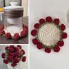 Handmade Crochet Flower Coasters Vintage Rose Flower Bouquet Coaster Unique Coffee Table Decor Accessories