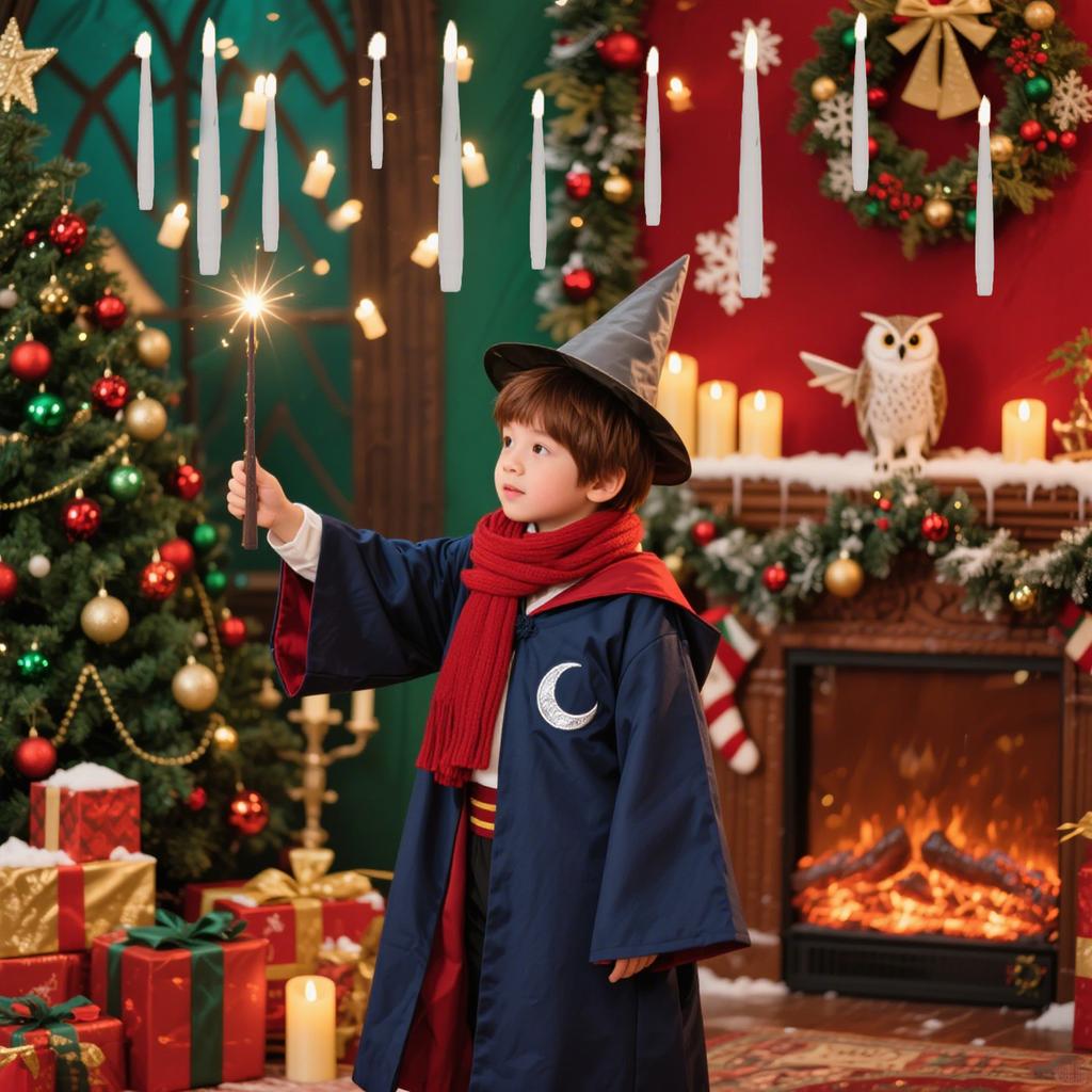 On Christmas, There Are 10 Floating Electronic Candles, Decorated With Wand-shaped Ornaments, Which Are Magical Hanging Candles During The Christmas .