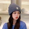 Autumn and Winter Letter R Standard Wool Hat, The Same for Men and Women, Simple and Versatile Knitted Hat, Cold-proof and Warm Cover, Cold Hat