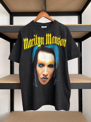 Vintage 90s Marilyn Manson Rock Band Black T-shirt Sz L