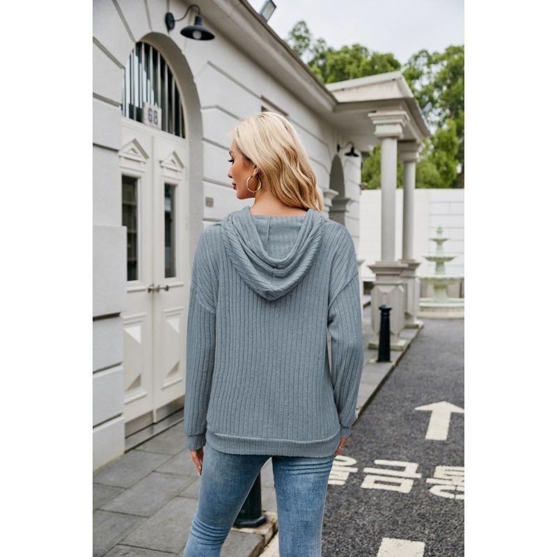 Autumn Women's Hoodie Long-sleeve Blouse Knitwear Hooded Pit Stripe Kangaroo Pocket Sweatshirt