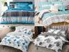 3-piece Bedding Set 160x200 + Pillowcases, Cotton Satin Leaves