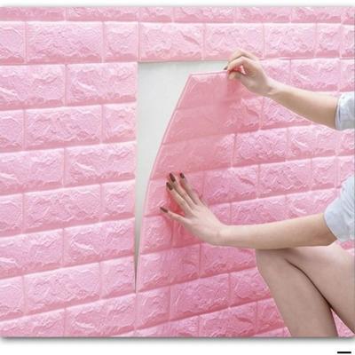 3D Soft DIY Wallpaper Wall Sticker Foam Brick Self Adhesive Pink Child Kids Protect Cartoon Cute Living Bedroom Decor Stickers