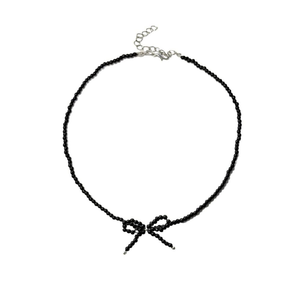 Koreanische Halskette mit schwarzer Perle - Elegantes Damen-Choker