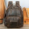 Crazy Horse Leder Herrenrucksack, Großer Laptop-Schulrucksack, Echtes Leder Multifunktionaler Lässiger Reiserucksack Trendig