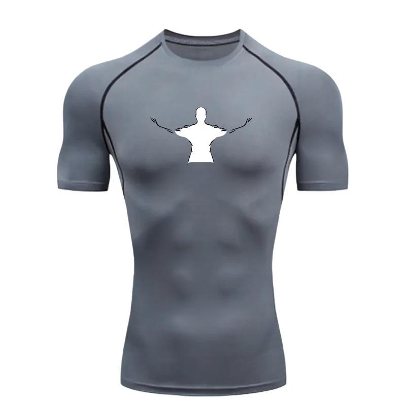 Men's Sports T- Shirt Training Fitness Workout Compression Short Sleeve Rashguard Athletic Summer Breathable Tees Comfortable Breathable Slim Fit