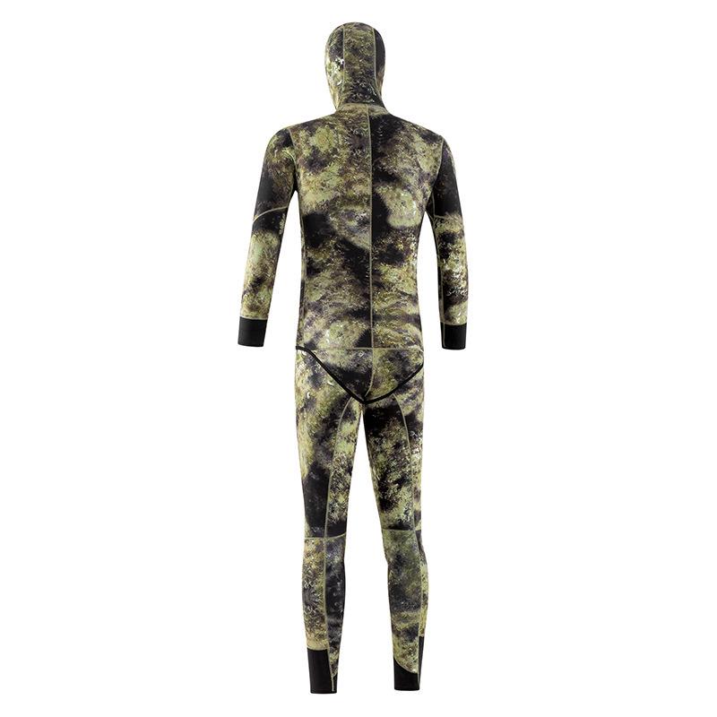 5mm Camo Hooded Wetsuit for Men & Women - Professional Diving, Hunting, Cold-Proof Fishing Suit.