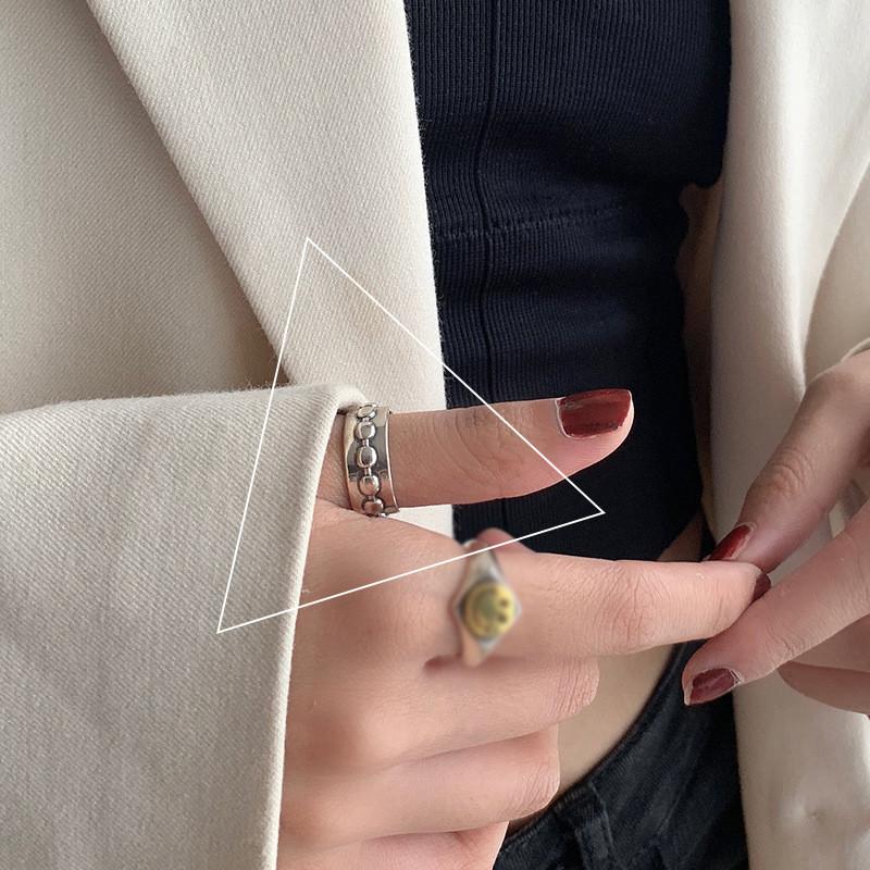 

S925 Silver Sterling Korean Style Smiley Face Ring Ideal For Everyday Jewelry Fashion