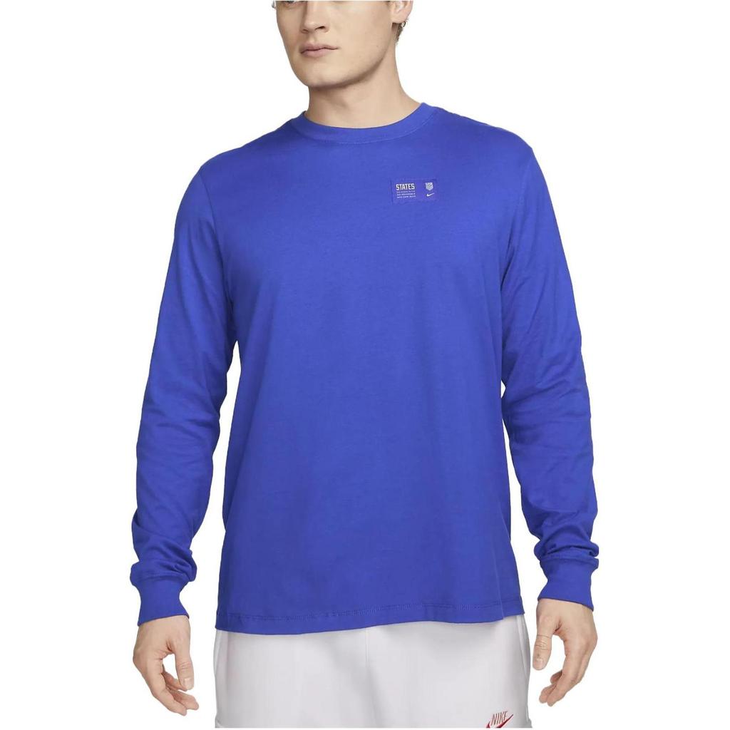 Nike Solid Color Letter Print Long Sleeve T-Shirt Men Tops Blue DH9871-452