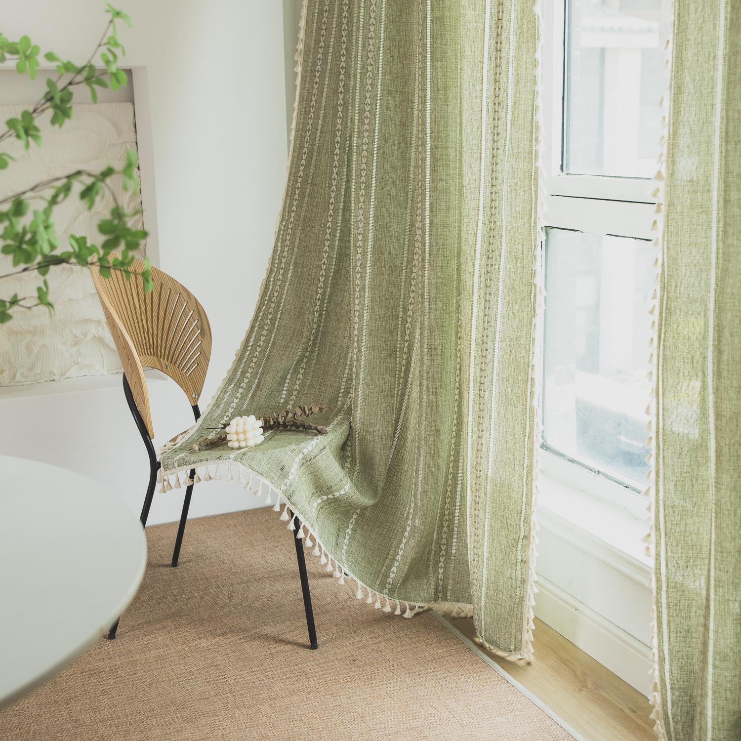 

Curtain Finished Farmhouse Kitchen Living Room Balcony Decoration Floating Curtain Half-Cut Short Curtain Hollow Mantle Curtain Height 90cm * Width 60cm