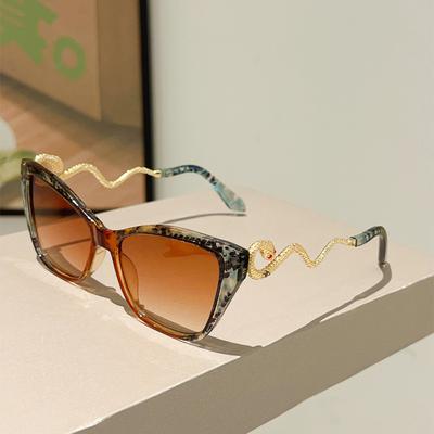 Okulary przeciwsłoneczne Y2K Vintage Kocie Oczy Kobiety Mężczyźni Punk Luksusowe Designerskie Metalowe Okulary Wężowe Ochrona UV400