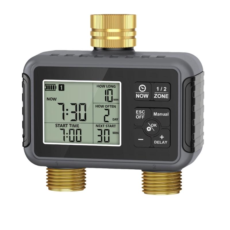 

Durable Brass Garden Hose Controller Twin Outlet Separate Management For Lawn Sprinkler Small Irrigation 1