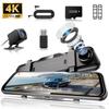 10" 4K Mirror Dash Cam for Cars, 4K Front and 1080P Rear View Backup Camera with Full Touch Screen, 170° Wide Angle, Night Visio