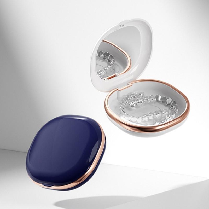 Portable Retainer Case Denture Case,Mouth Guard Case with Mirror Teeth Aligner Case Mouth Guard Case Easy To Use Gifts