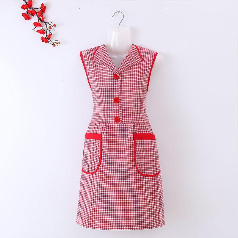 

Женский дышащий хлопковый жилет-фартук с лацканами - симпатичный, антимасляный кухонный модный waistcoat бордовый