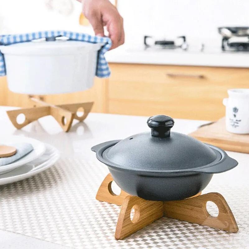 Bamboo Insulated Rack Cross Cross Pot Rack Bamboo Wooden Insulated Dish Pad Pot Bottom Kitchen Pot Gifts Home Kitchen