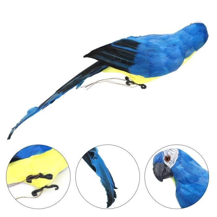 Perroquet Artificiel - Décoration Jardin - 45 cm - Bleu - Mousse - Plume