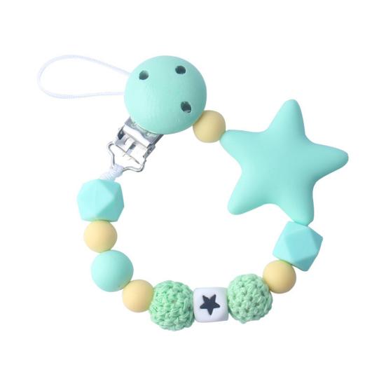 Lovely Star Crochet Beads Silicon Teether Suzetă Suzetă Clip Lanț Suport