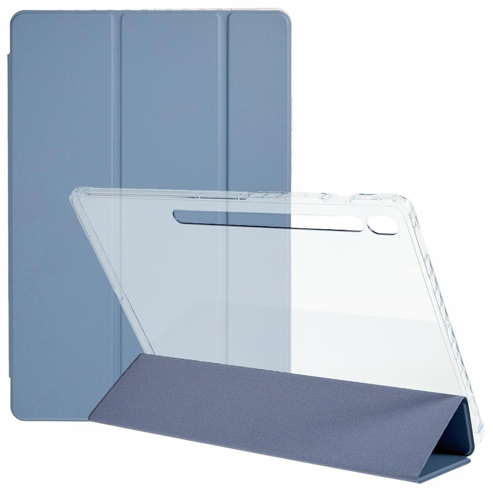 For Samsung Galaxy Tab S10 FE+ Case Tri-Fold Stand Leather + TPU + Acrylic Clear Back Tablet Cover